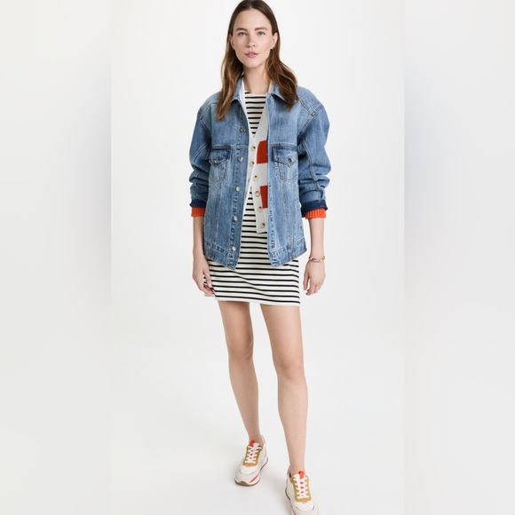 KULE The Tee Dress Navy Cream XS striped short sleeve nautical preppy academia - Picture 4 of 13